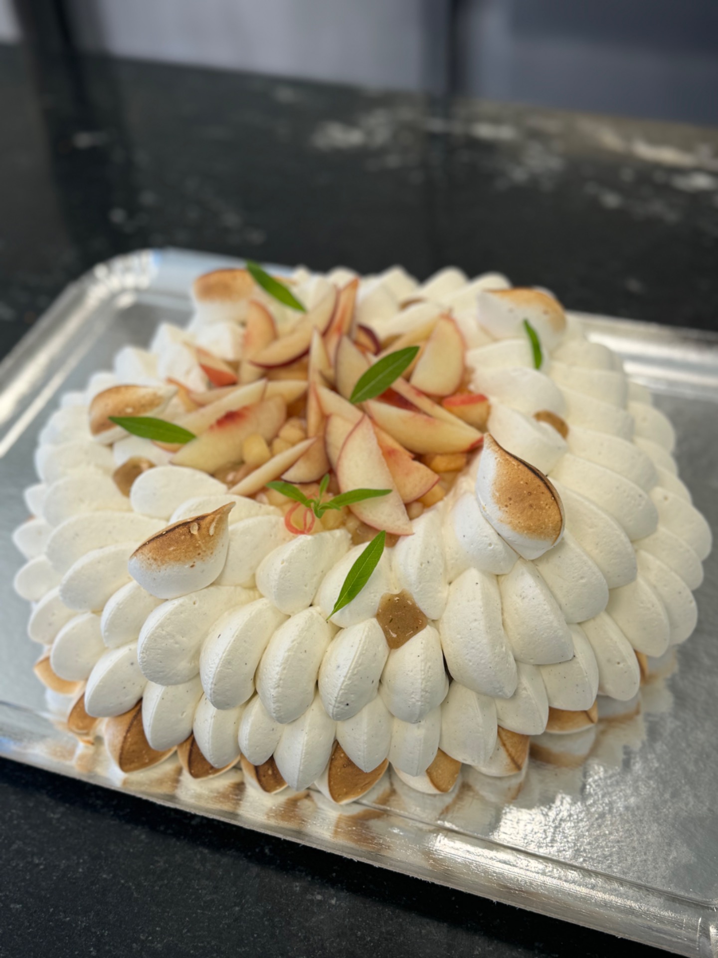 Pavlova pêche verveine